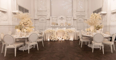 white wedding details