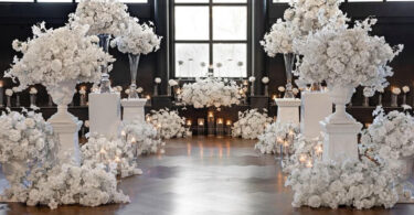 white wedding ceremony decor