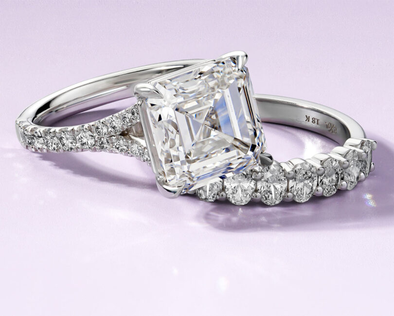 diamond engagment ring and wedding band